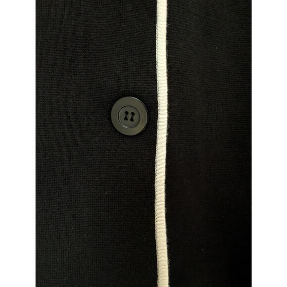 Appleseed’s Black Contrast Trim Cardigan L Button Front Cotton Nylon Sweater - Picture 3 of 8